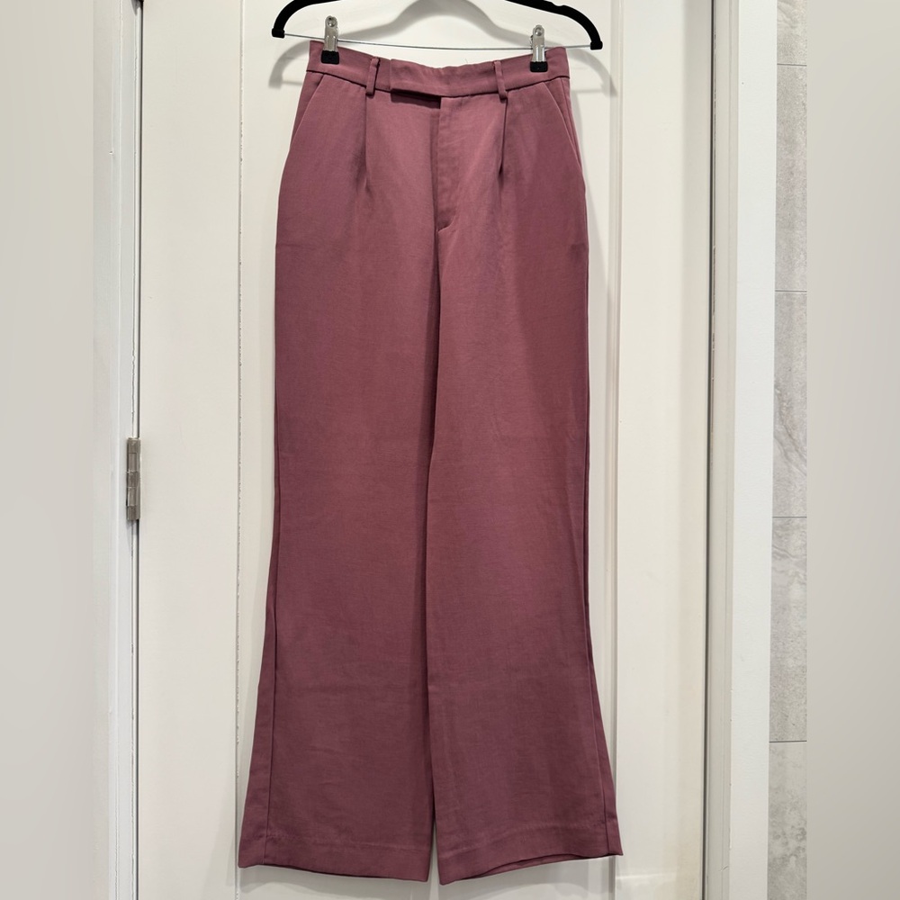 Zara Mauve High-Waist Wide-Leg Trousers Size - Small